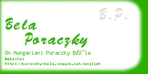 bela poraczky business card